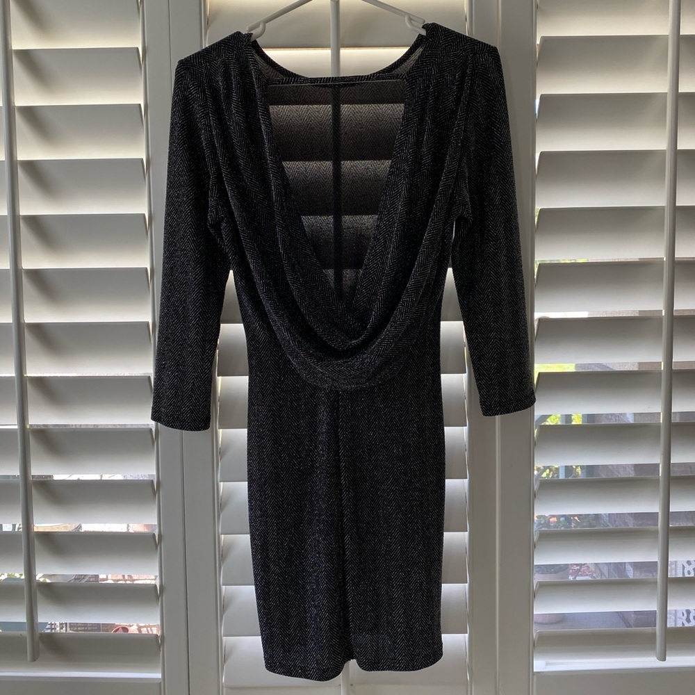 Windsor|Black Sparkle Open Back Long Sleeve✨🖤